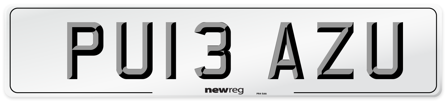 PU13 AZU Number Plate from New Reg
